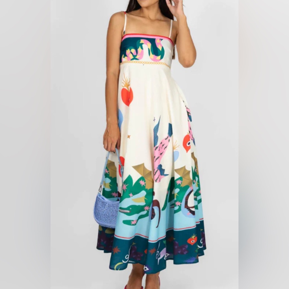 Colorful Abstract folklore pine maxi dress